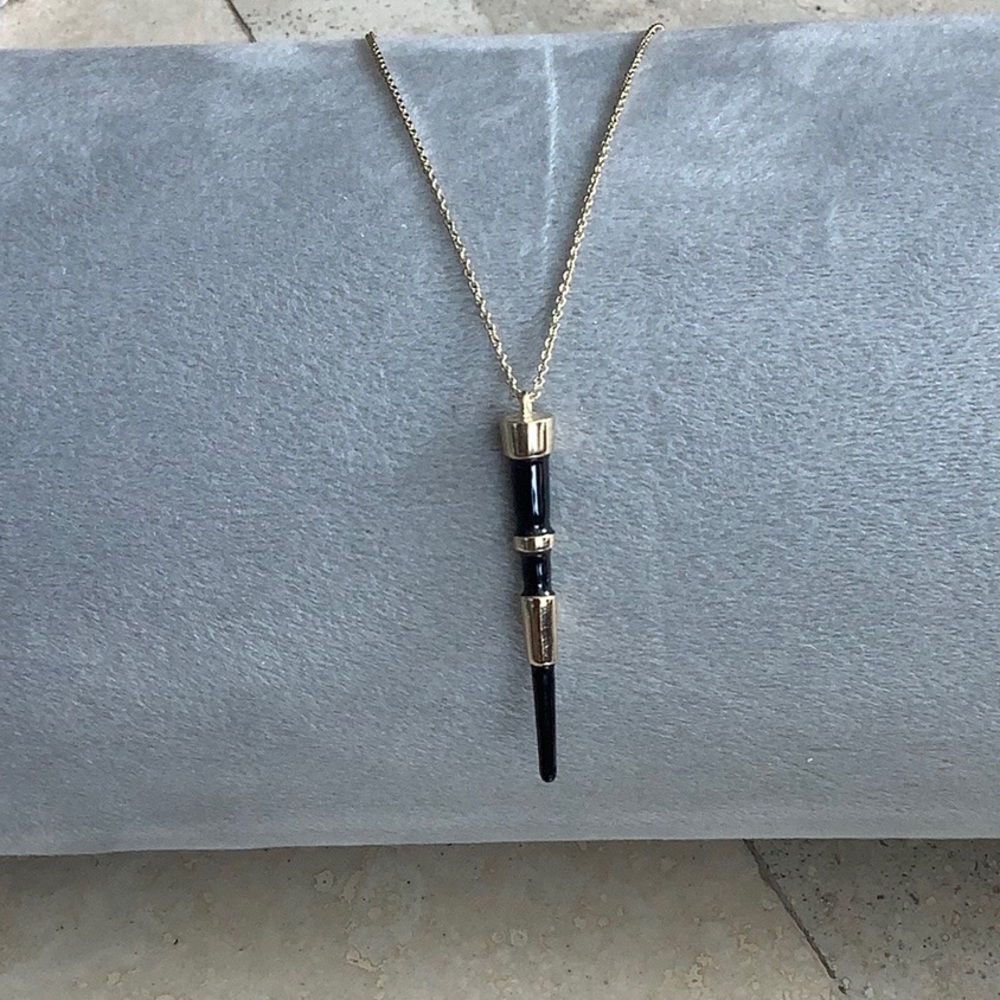 Gold and black enameled spire necklace